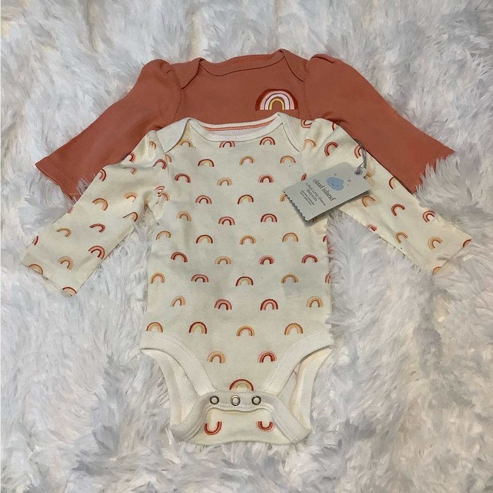 NWT Baby Girls’ 2 pack Long Sleeve. Body Suits | Cloud Island | 0-3  months